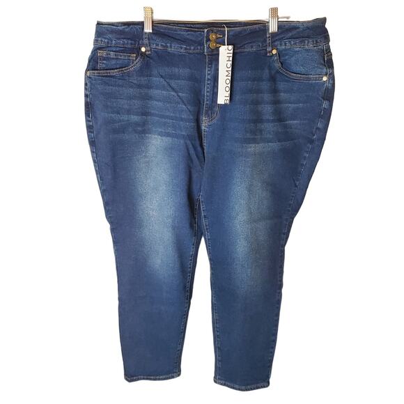 BloomChic Size 22 Ankle Dark Wash Jeans, 2-Button Fly, NWT - Picture 1 of 6